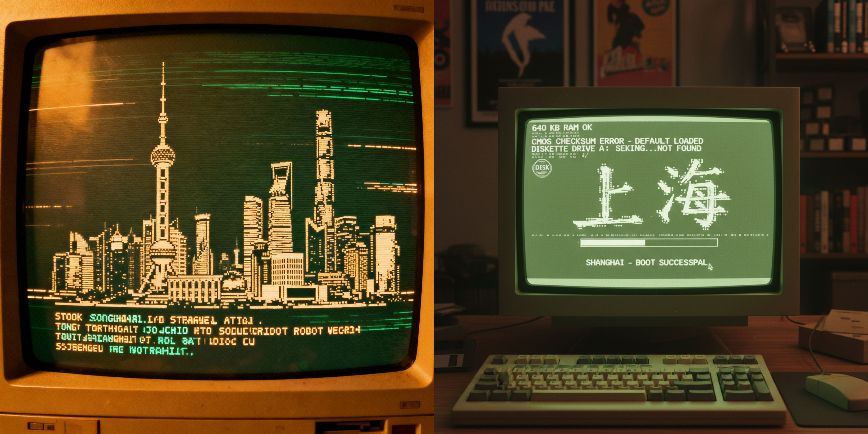 Shanghai in ASCII: Retro CRT Boot Screen Art