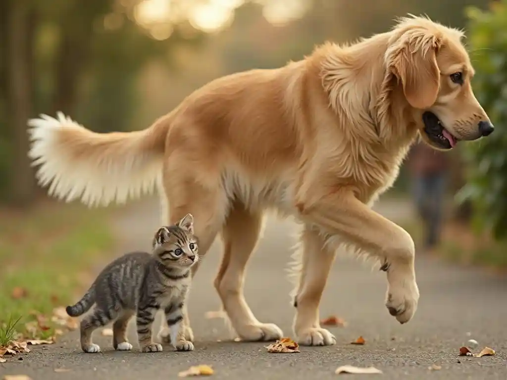 Lekende katt og hund