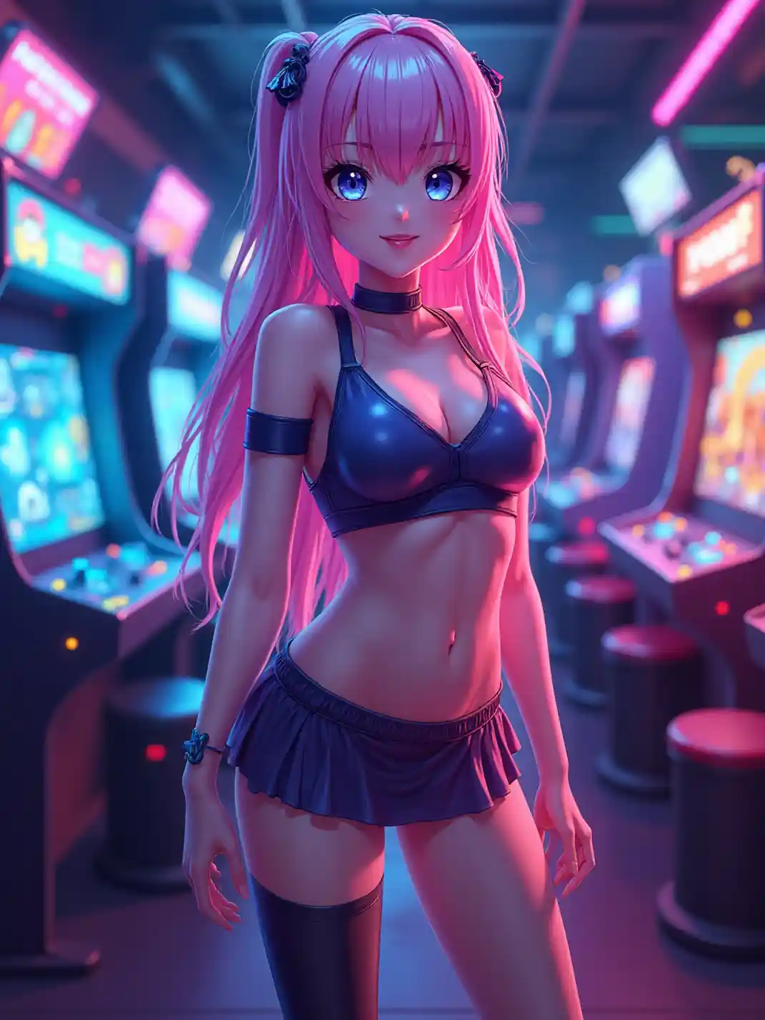 Cyber Neon Anime Girl