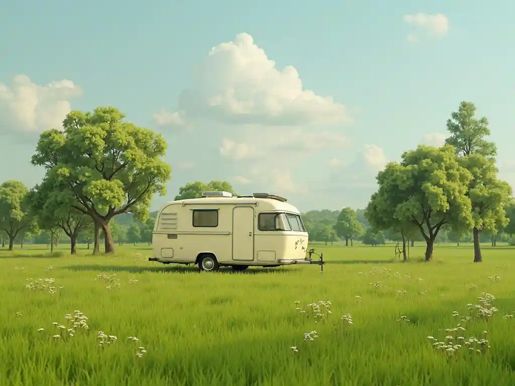 Escena de campista vintage