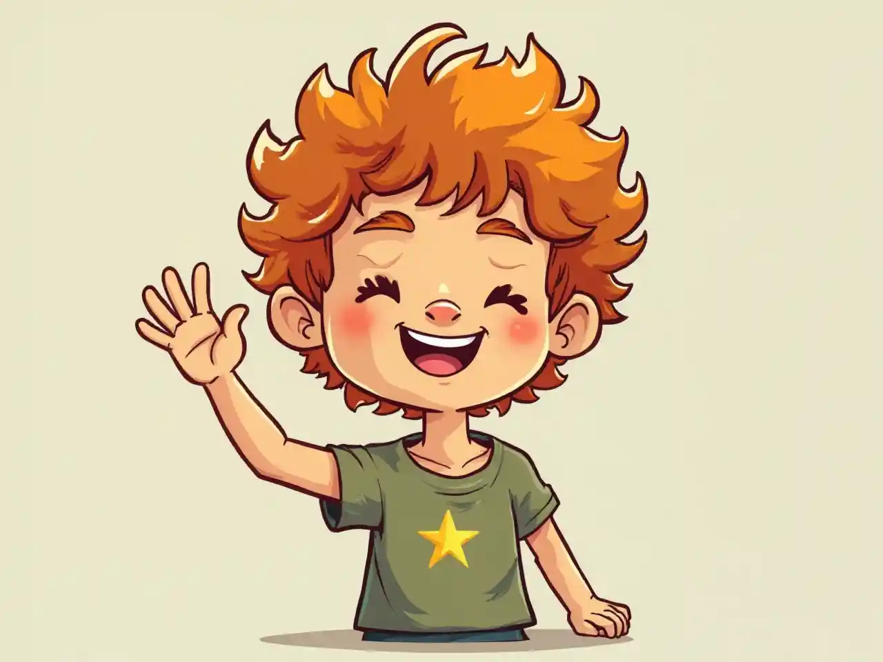 Jahe anak laki-laki kartun tersenyum