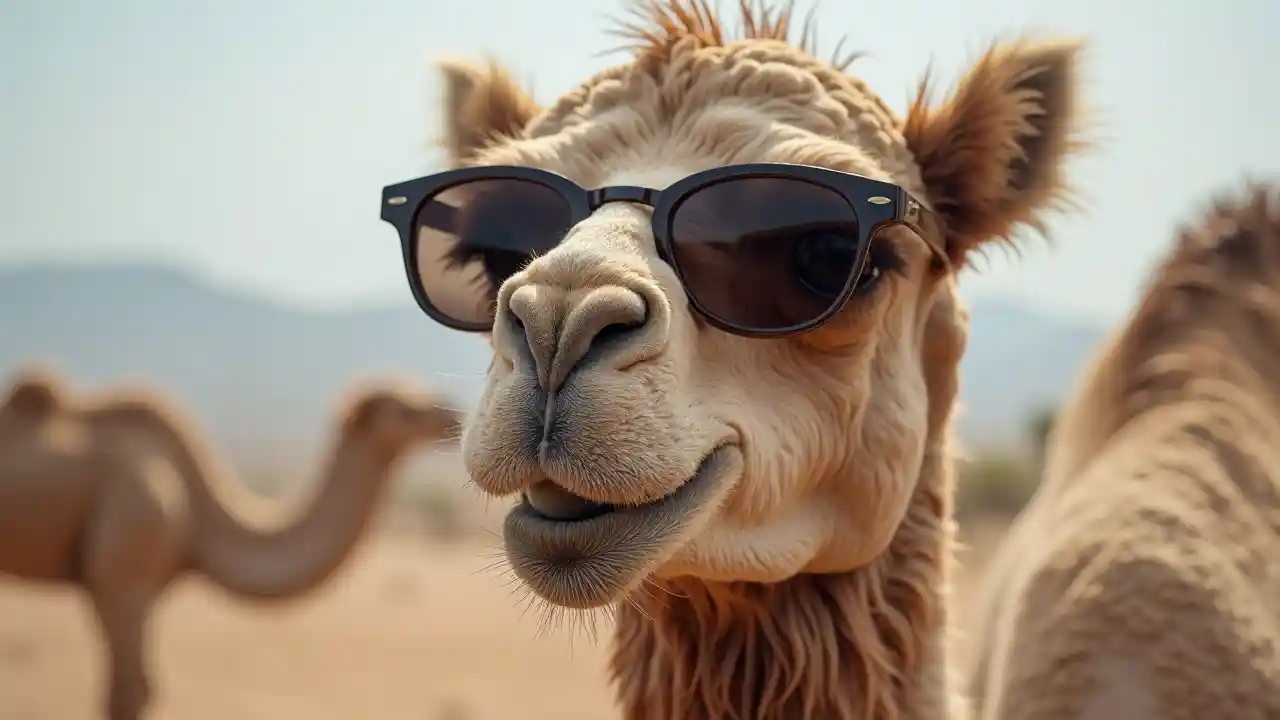 Ngamia Avaa Vioo Vyenye Baridi