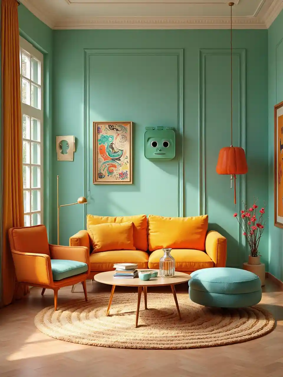 Retro Funky Naranja Turquesa