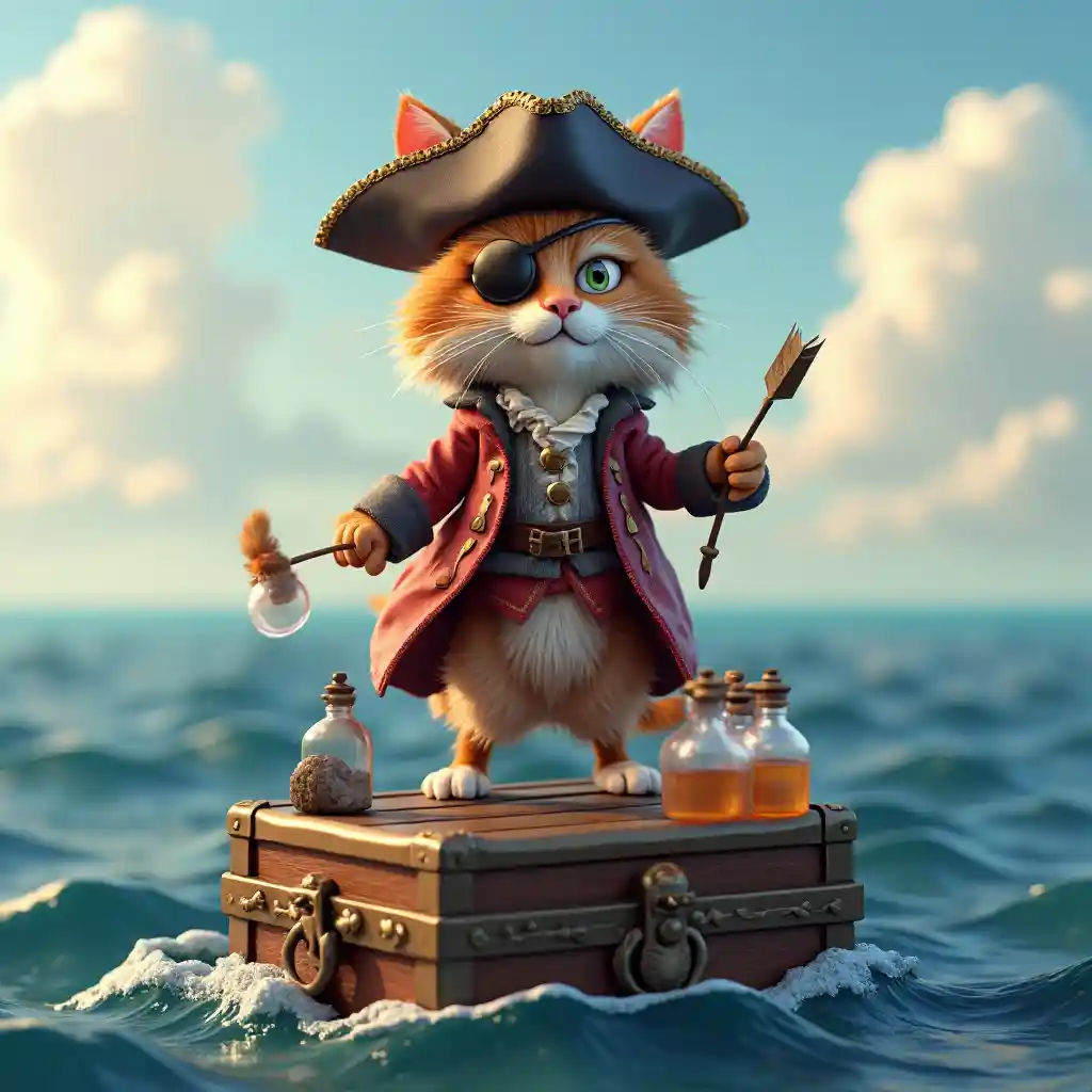 Render 3D di Pirate Cat