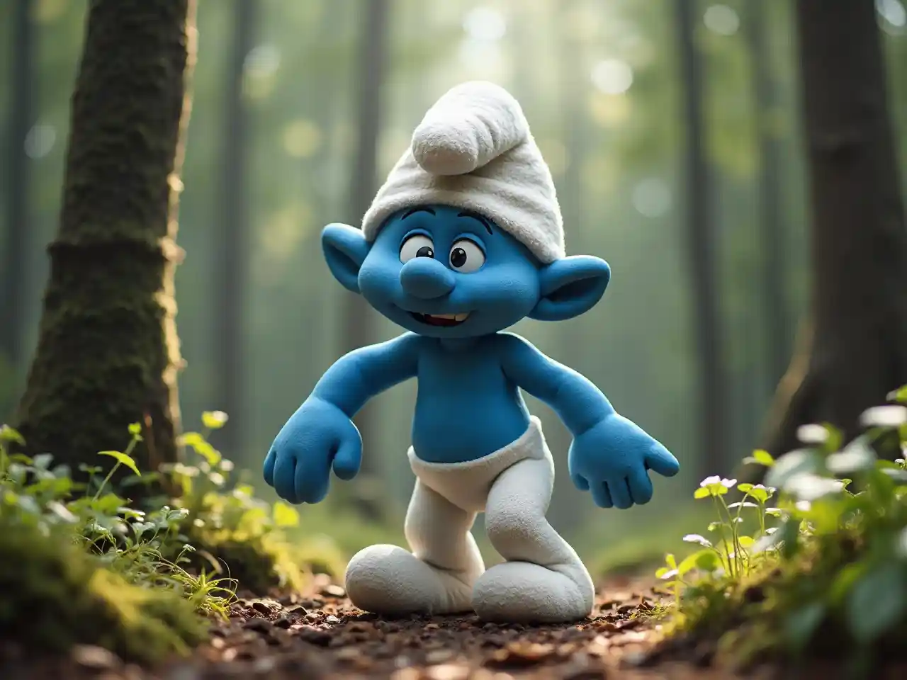 Pitufo gruñón caminando