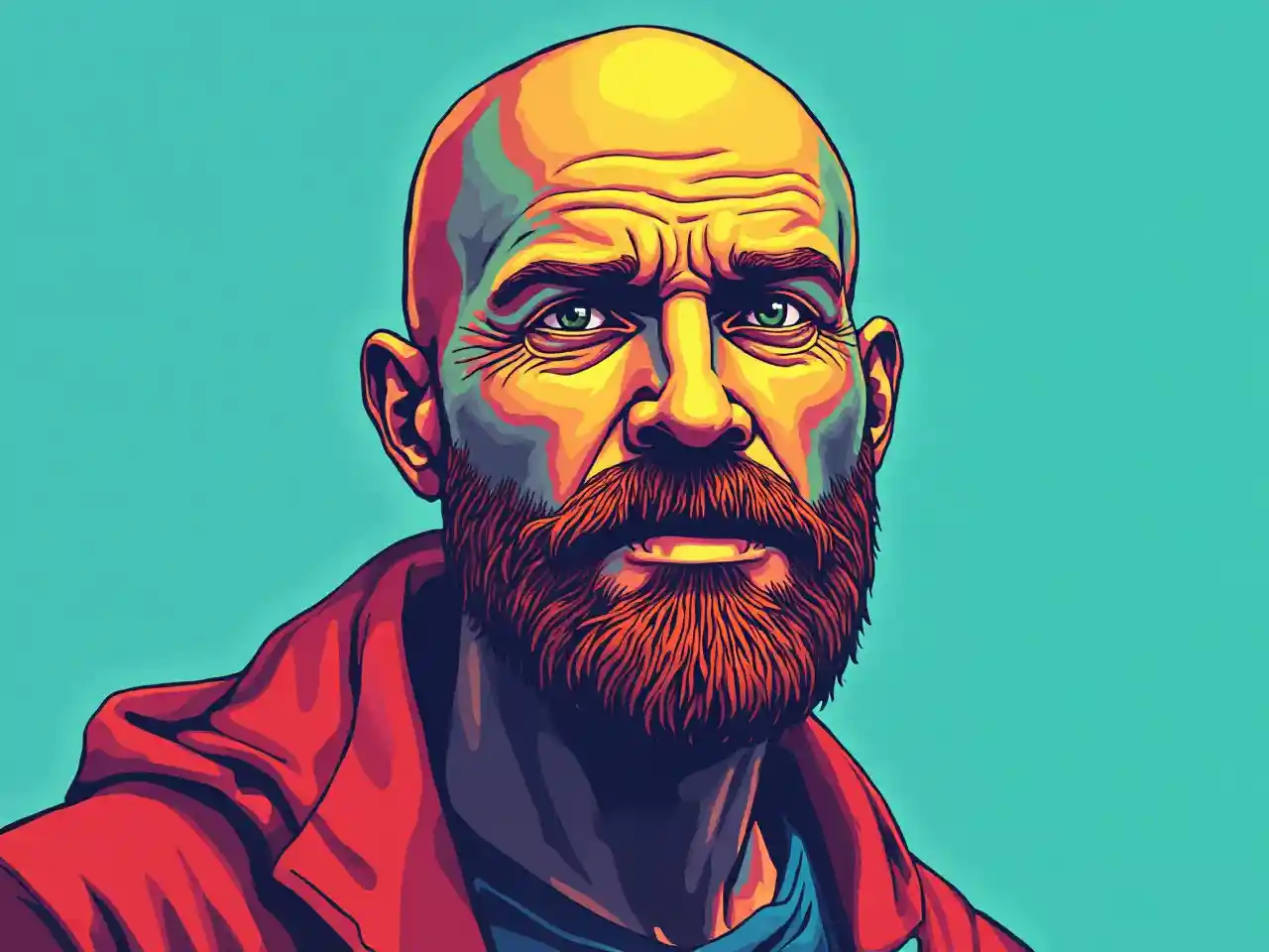 Bald Bearded Comic Art