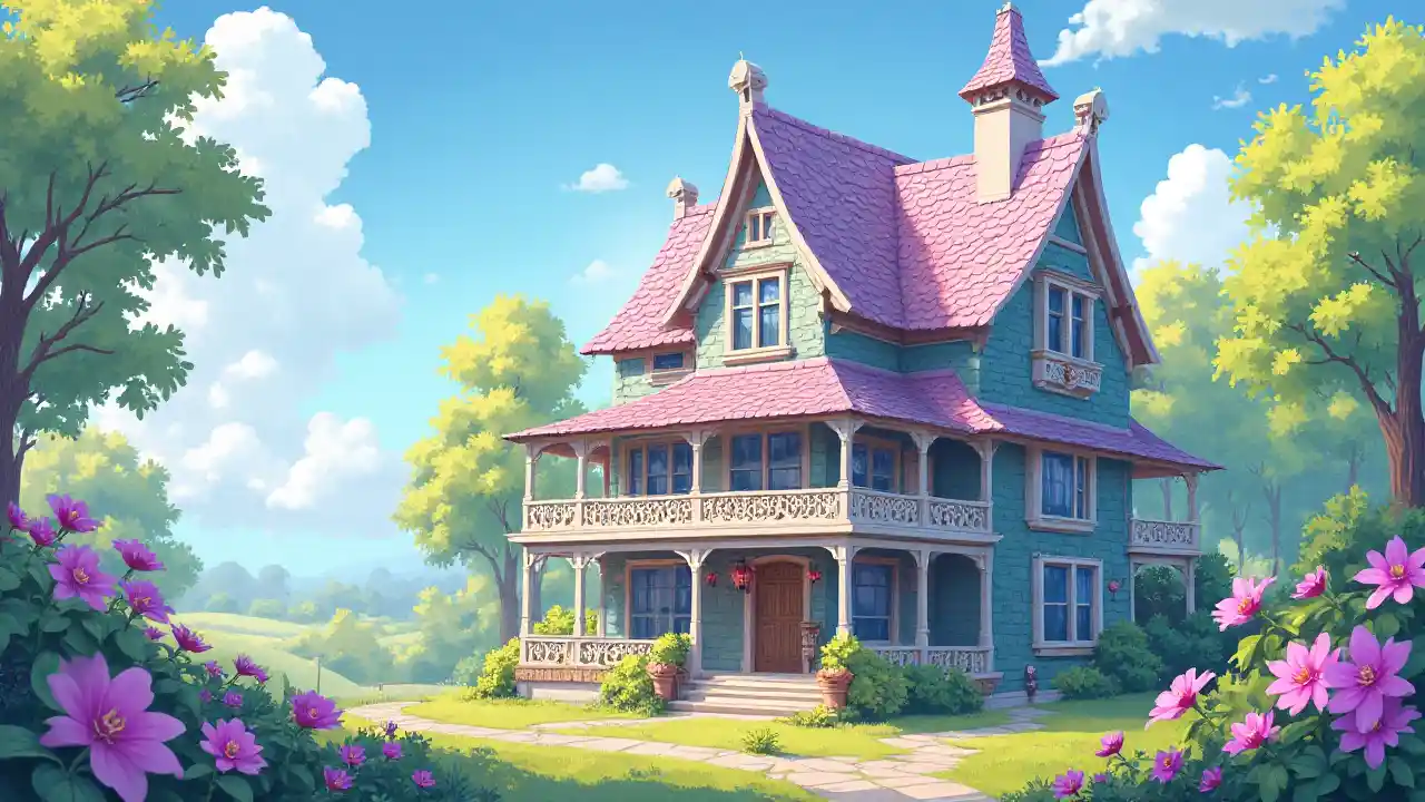 Fairytale House Openwork Veranda Pastel