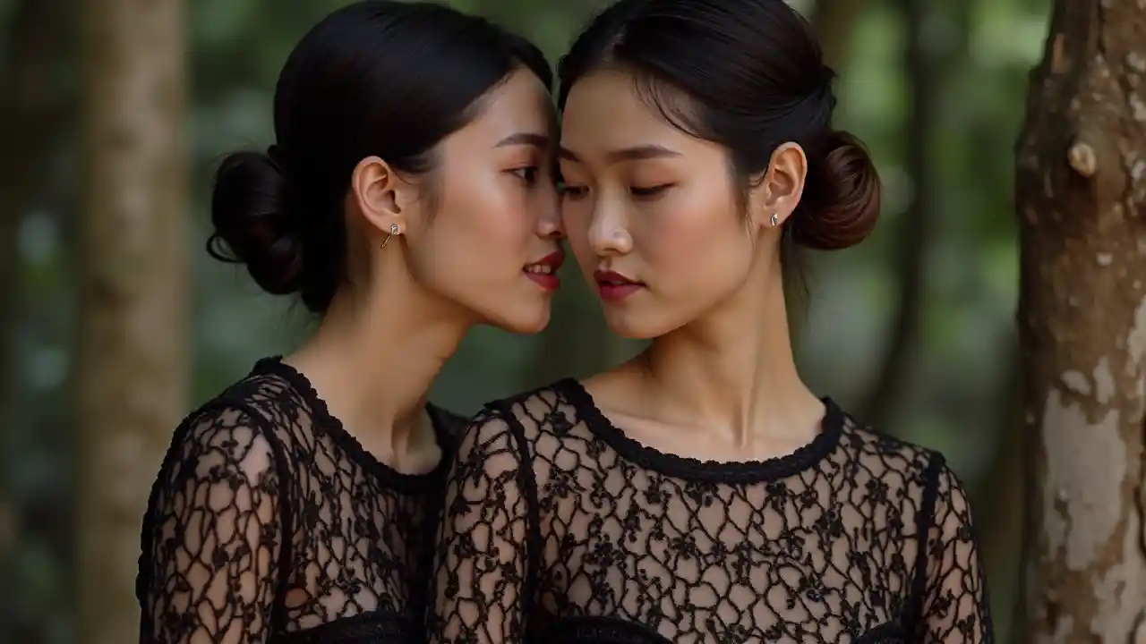 Schwarze Kebaya Frau