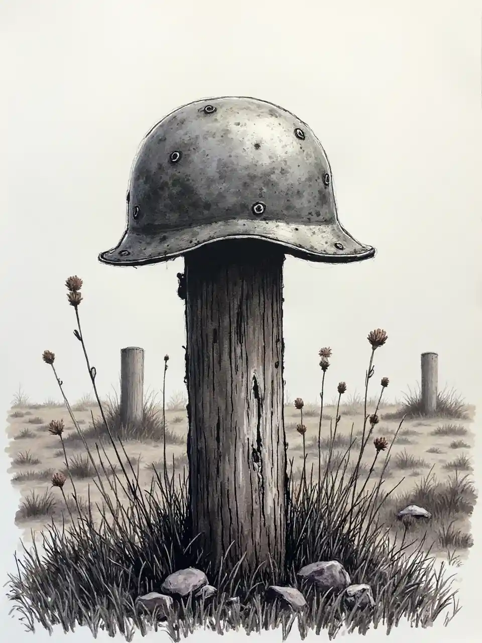 Ink Pen Helmet Sketch