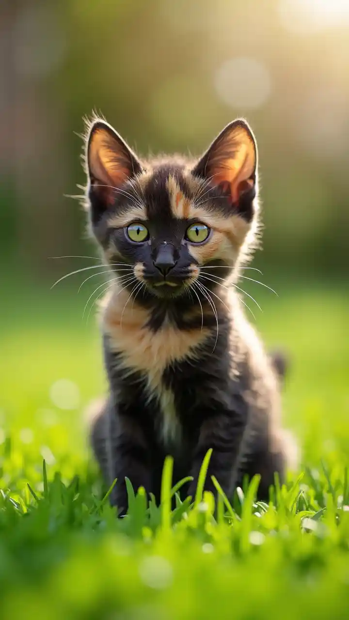 Anak kucing di taman musim semi