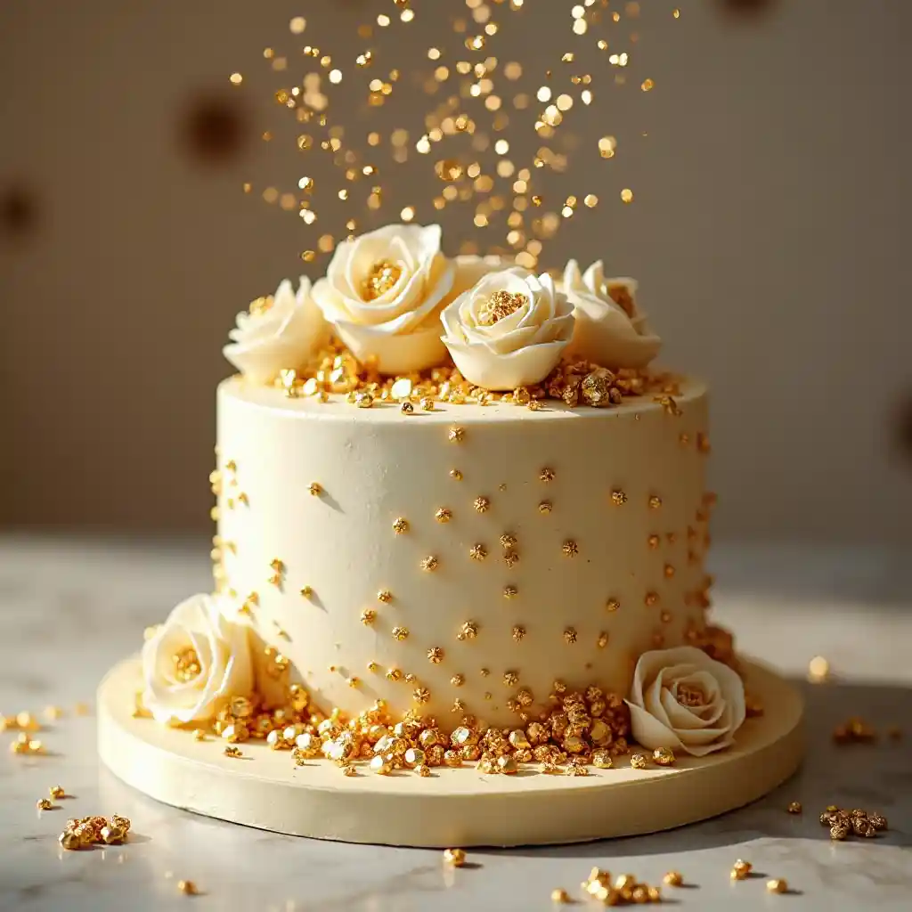स्वर्ण बुलबुला शोरदार केक