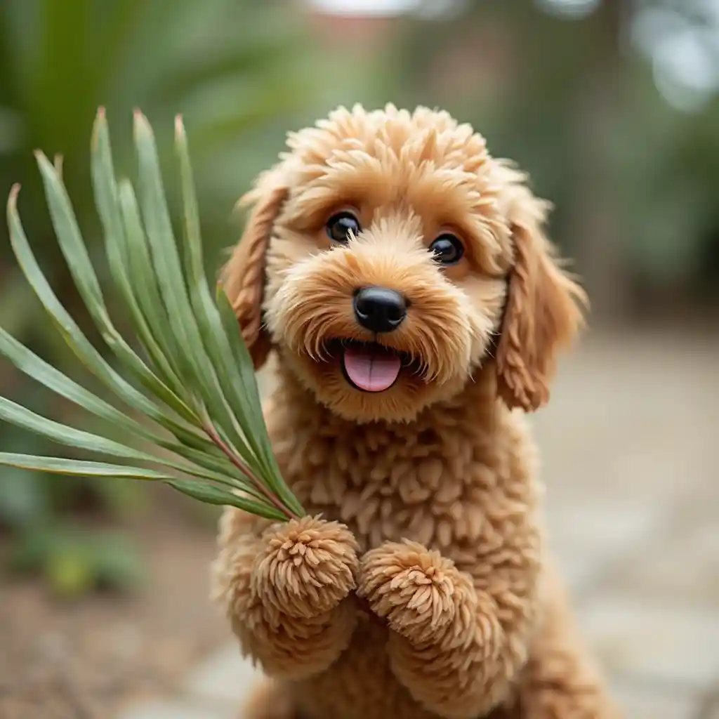 Mbwa wa Doodle Akiwa na Fani