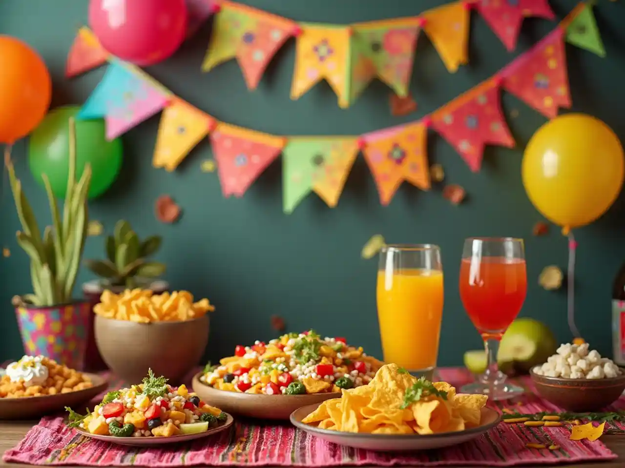 Sherehe za Mexico Mapambo ya Rangi Vyakula vya Mchana