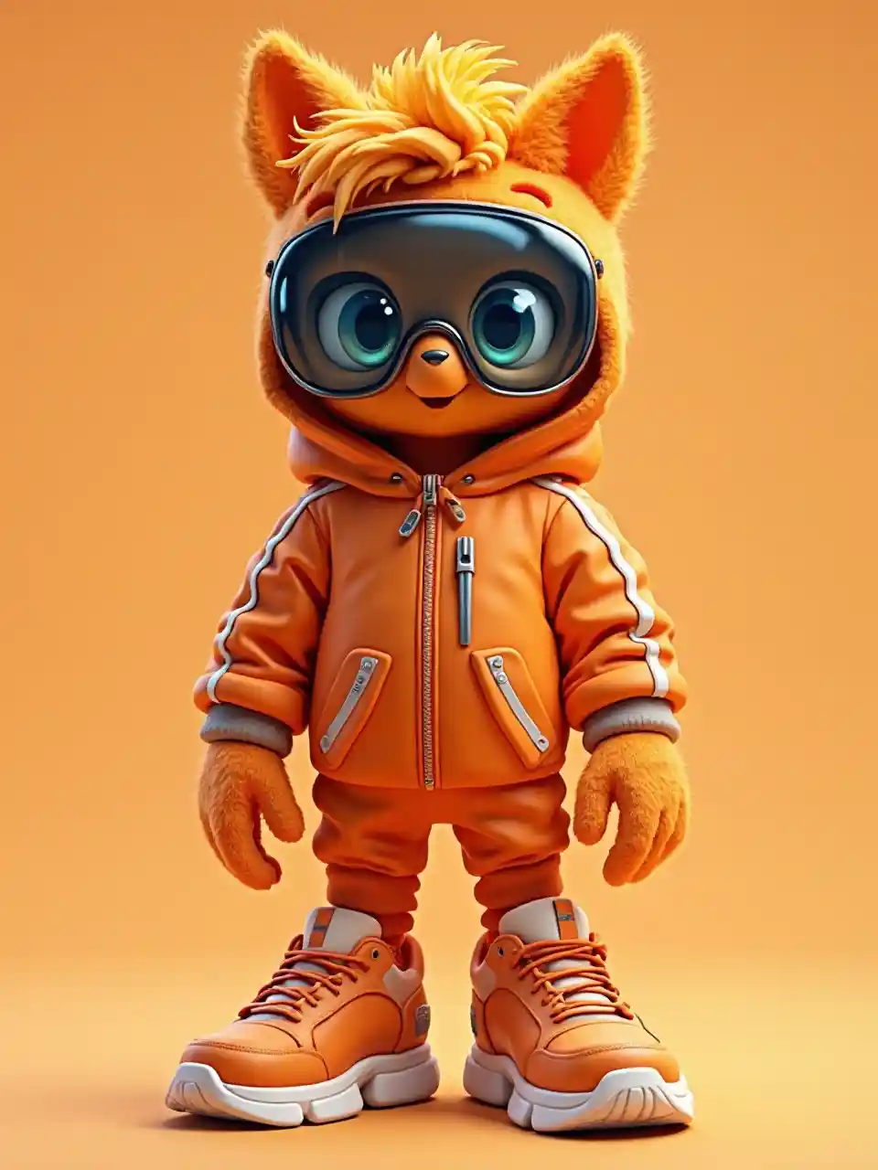 Futuristisches orangefarbenes Maskottchen
