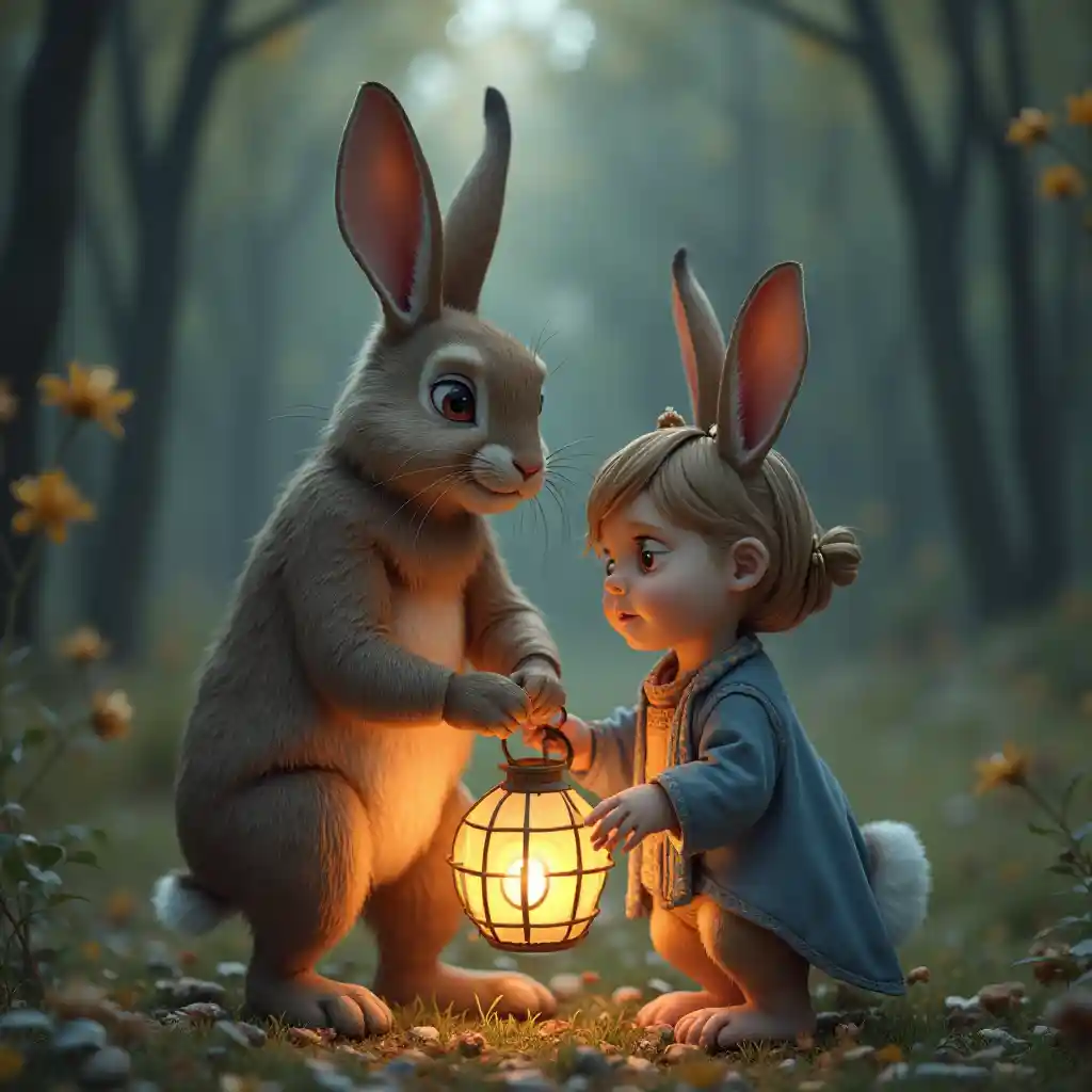 Lanterna della famiglia coniglio-uomo