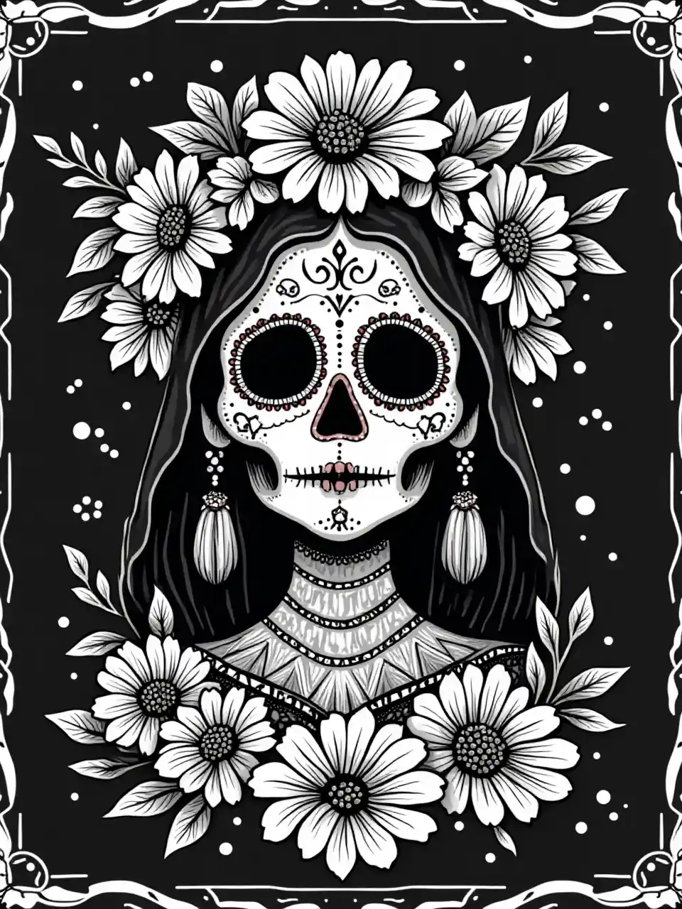 Santa Muerte Skull Logo