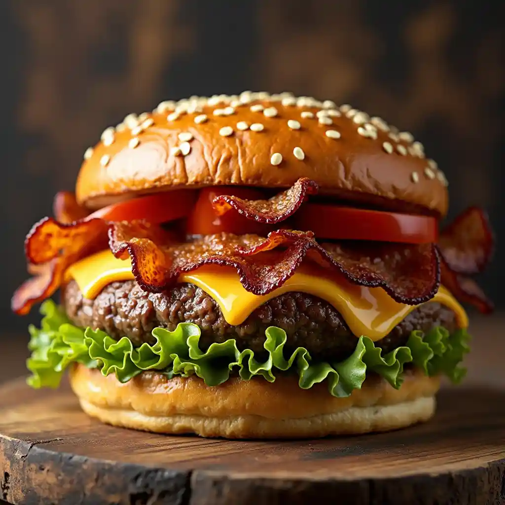 Ng'ombe Cheese Bacon Salad Burger