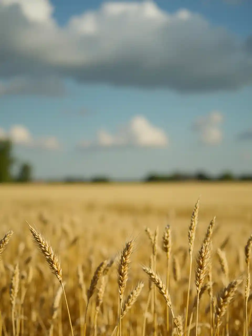 Paysage flou de champs de blé