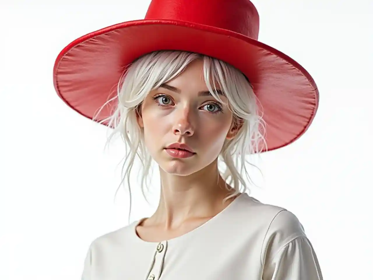 Nywele Nyeupe Kofia Nyekundu