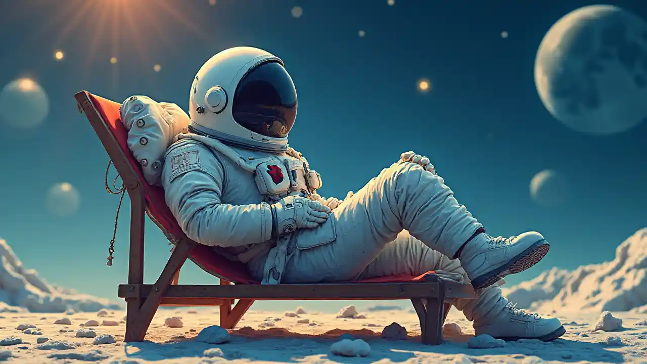 Moon Rest Astronaut Illustration