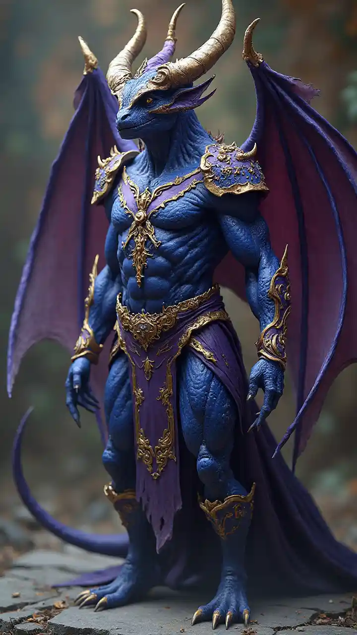 Demone d'oro viola blu