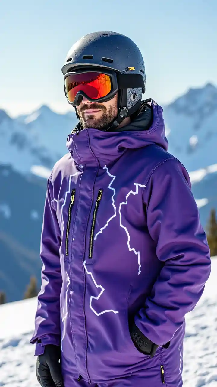 Mchezaji wa Snowboard Mwanga wa Zambarau