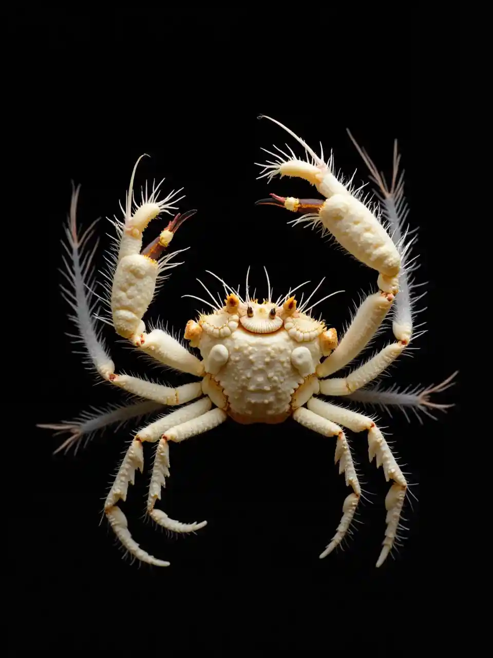 Posture active du crabe de l'homme des neiges