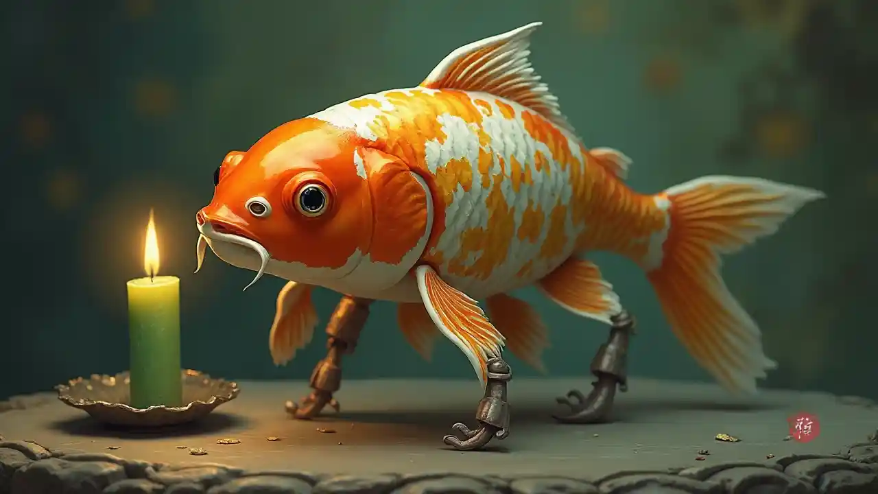 Świeca z rybą koi