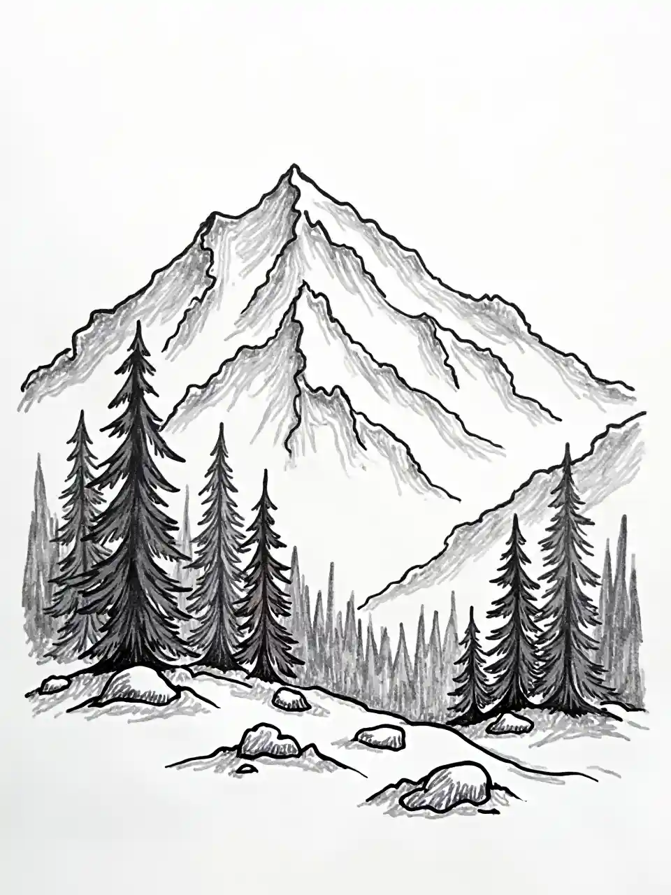 Lukisan Tinta Lanskap Sederhana