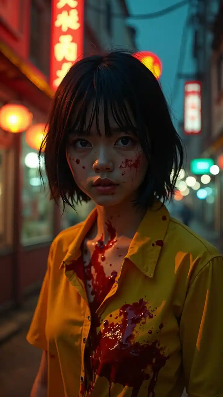 " Bloody Girl Chinatown Neon Dark "