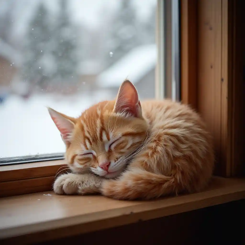 Ginger Kitten Snow View