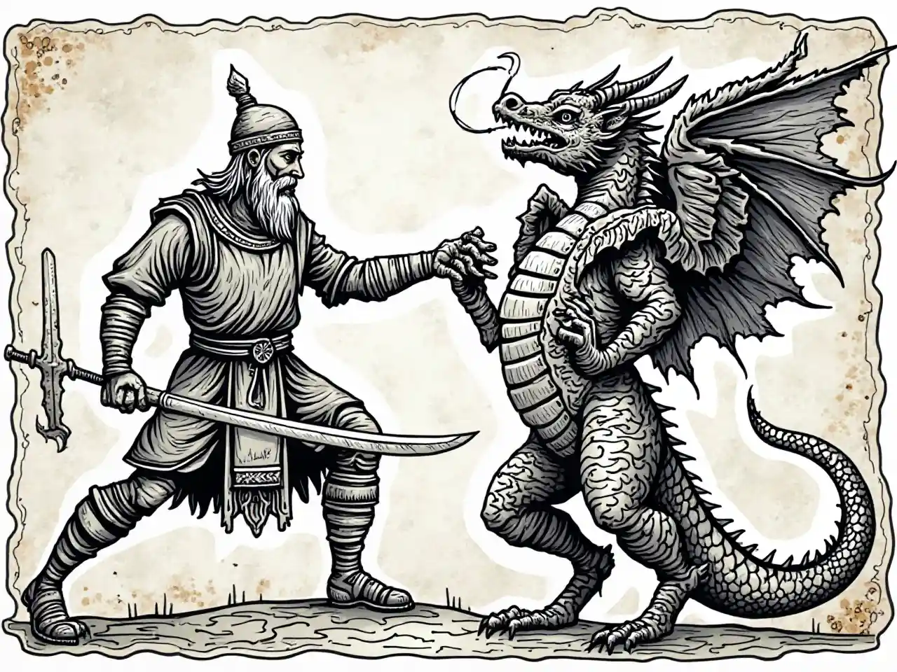 Viking Dragon Combat Vector