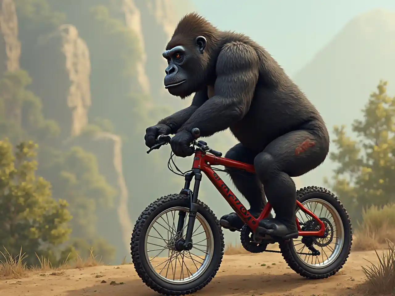 Gorilla đi xe đạp