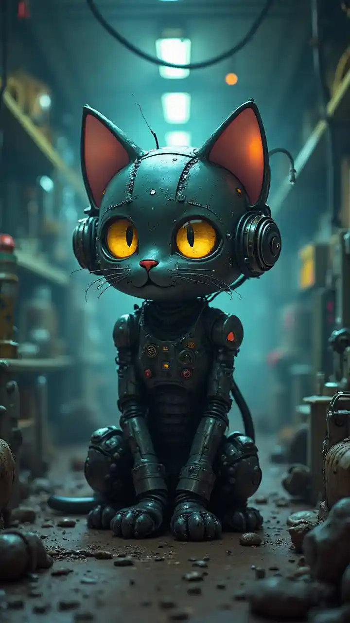 Gato Robô Cyberpunk