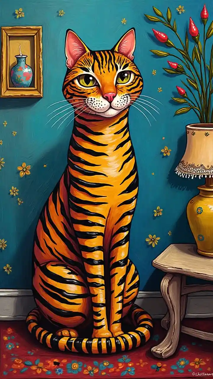 Lukisan Kucing Bergaris