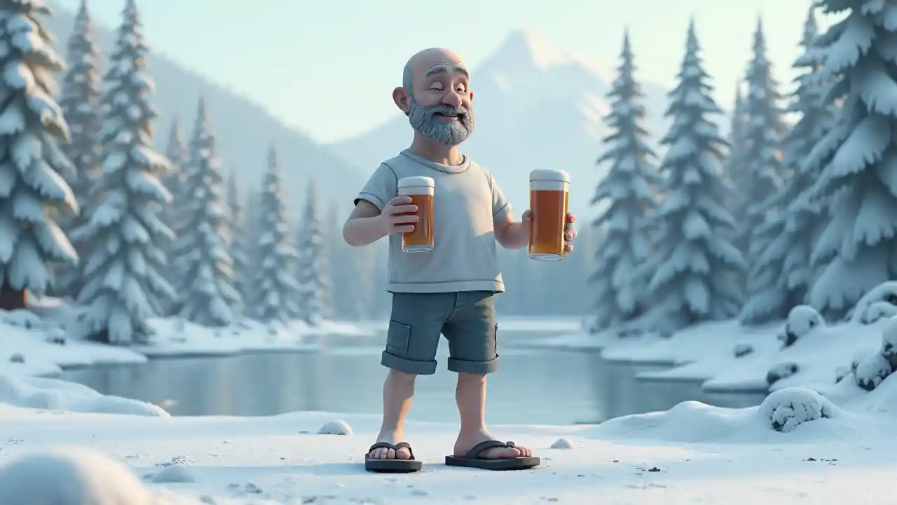 Озеро Пива лысый человек