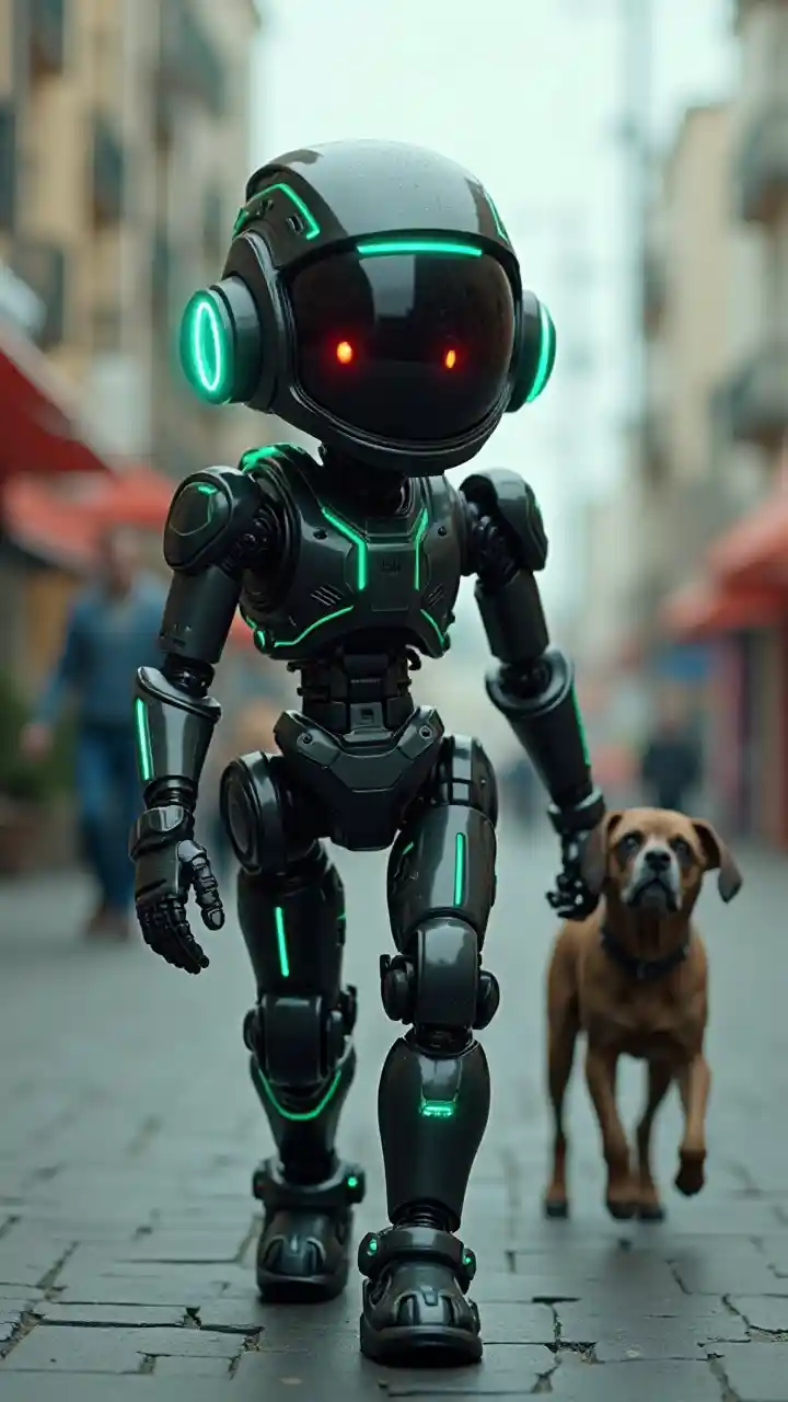 Neon Robot Companion