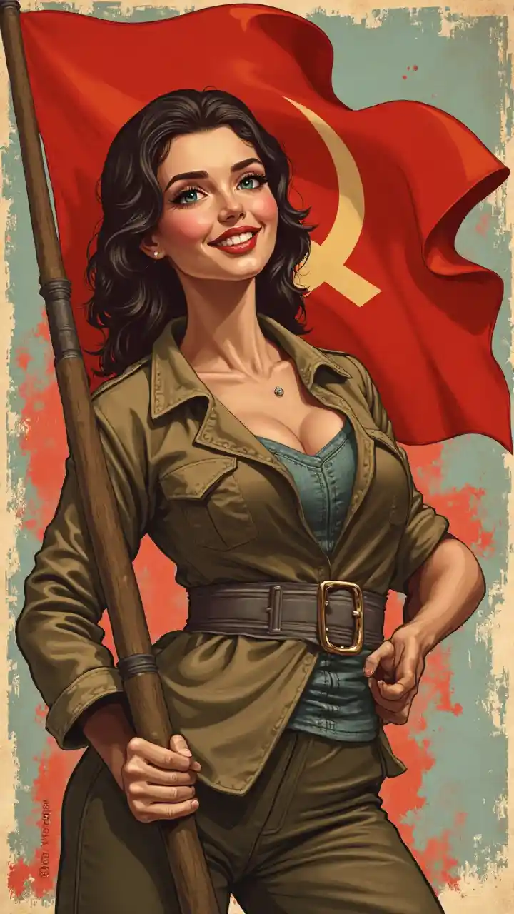 Mujer sonriente soviética