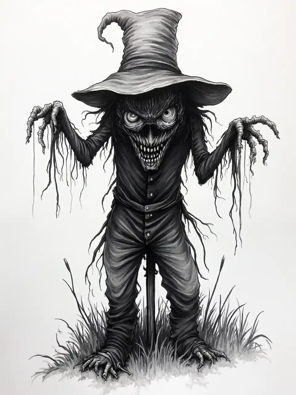 Black White Scary Scarecrow
