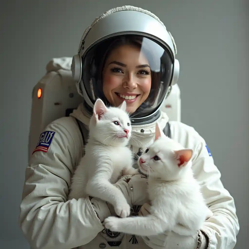 Phi hành gia với mèo con