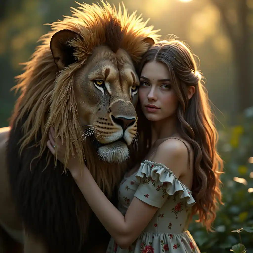 Msichana-Simba Akikumbatiana