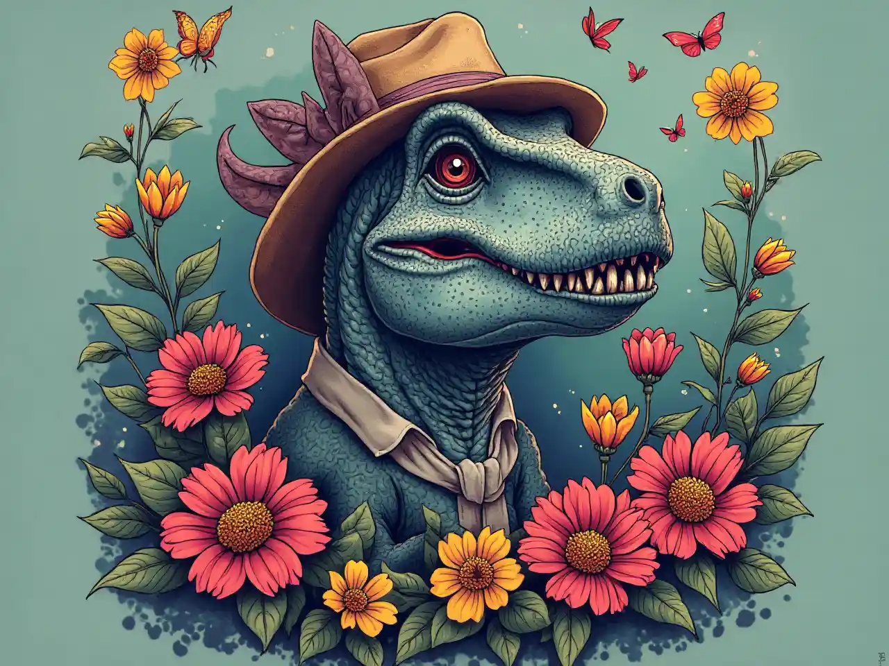 Dinozor Çiçekli Ti