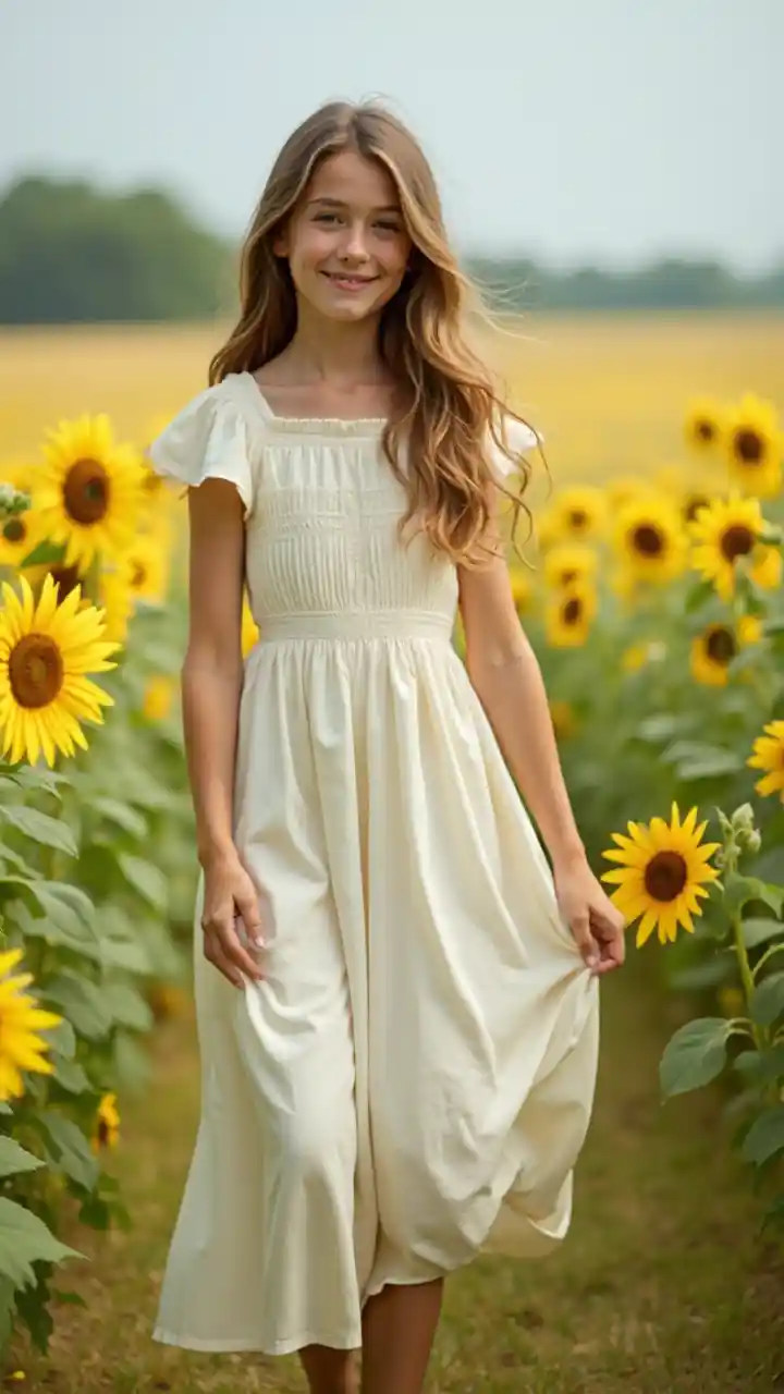 Cánh đồng hoa hướng dương váy trắng