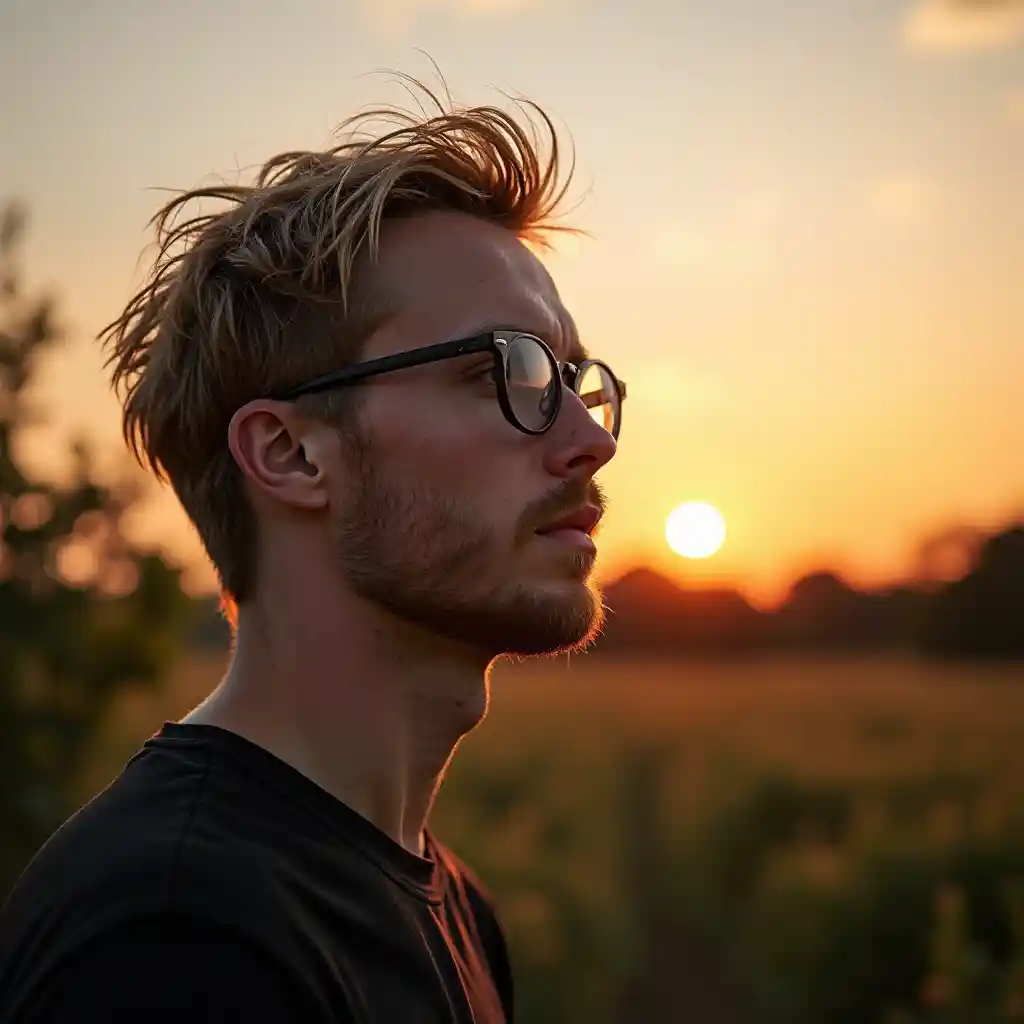 Cô gái tóc vàng Người đàn ông Sunset Kính Tự nhiên