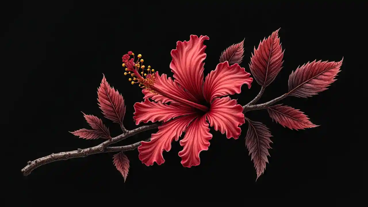 Majani ya Matawi ya Hibiscus Nyekundu