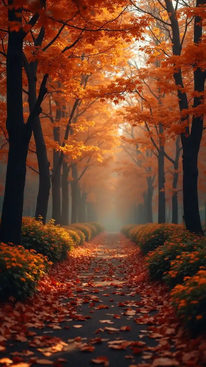 Spooky Orange Autumn Park