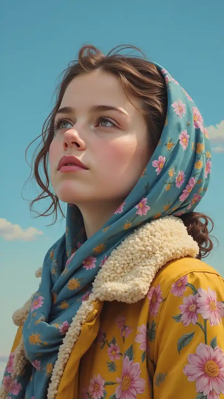 Meisje Model bont jas Sky