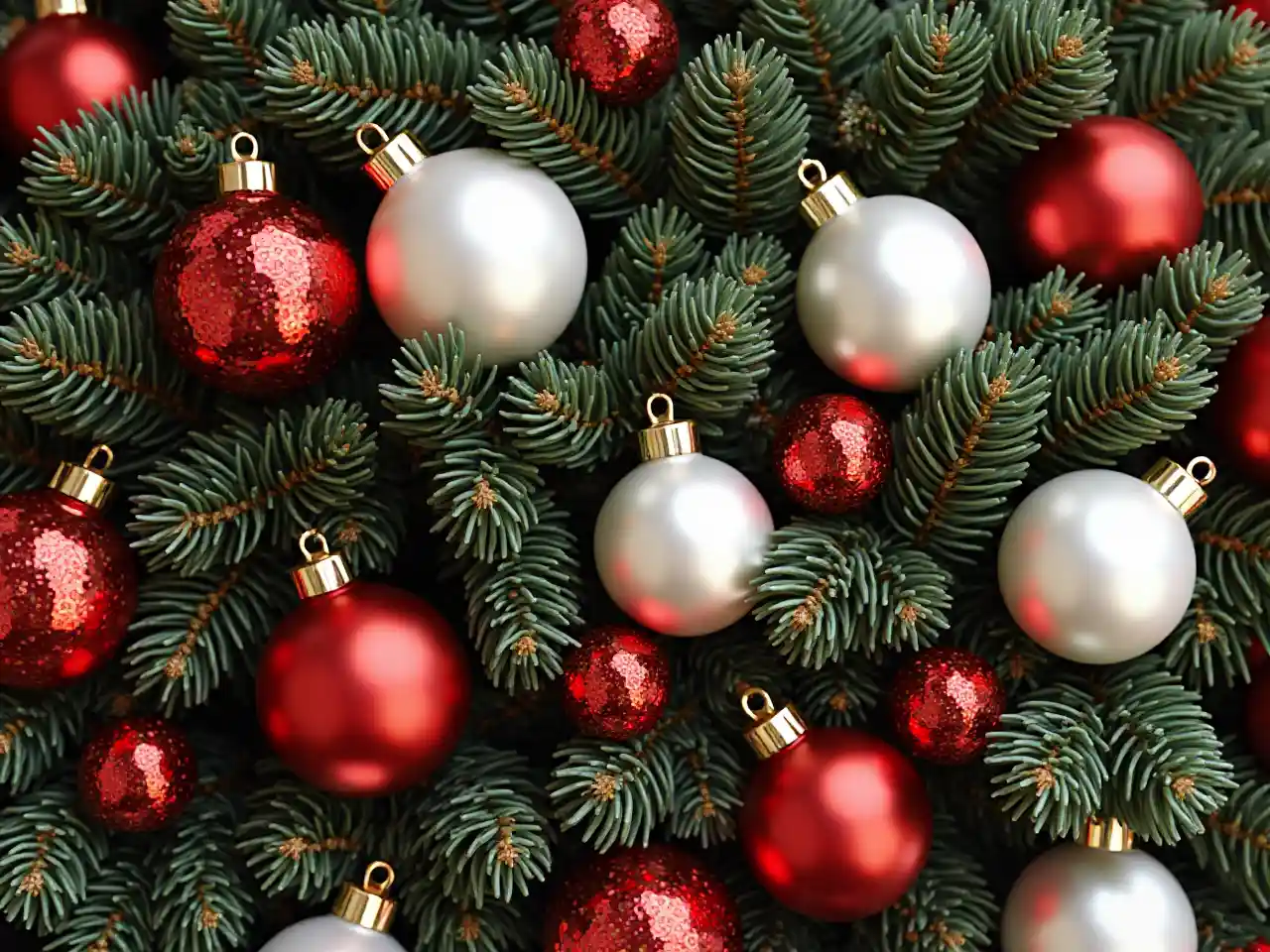 Des branches de boules de Noël qui brillent