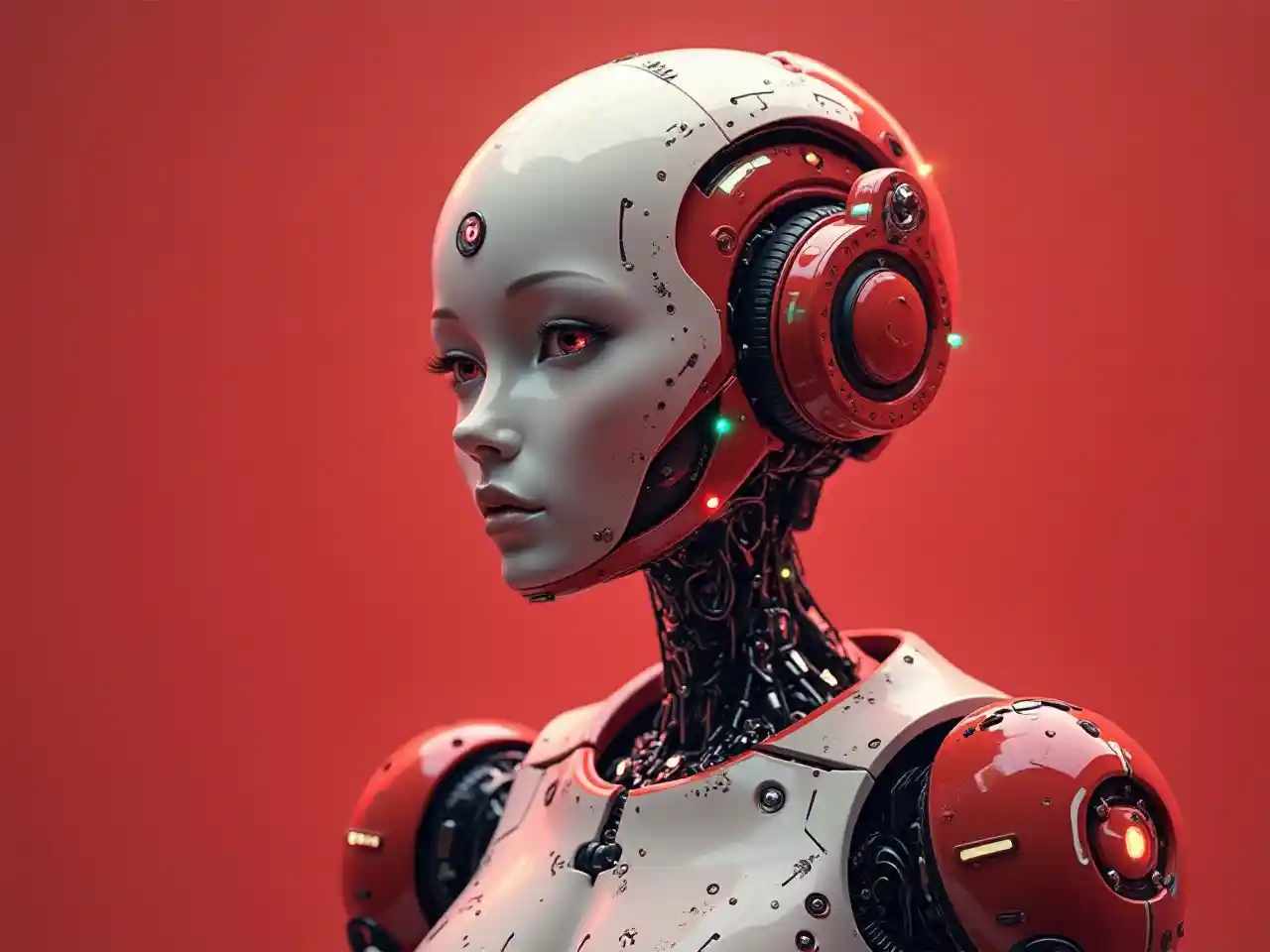 ਲਾਲ-ਚਿੱਟੇ ਐਮੀ ਰੋਬੋਟ ਏ