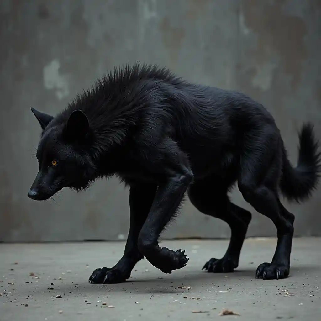 Süslü Kara Kurt Adamı Sürünen